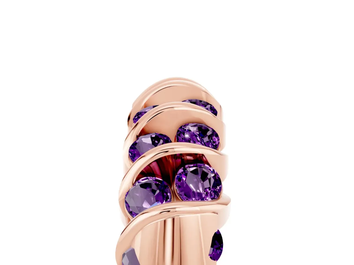 Channel Set Round Amethyst Multi-Row Band Rose gold