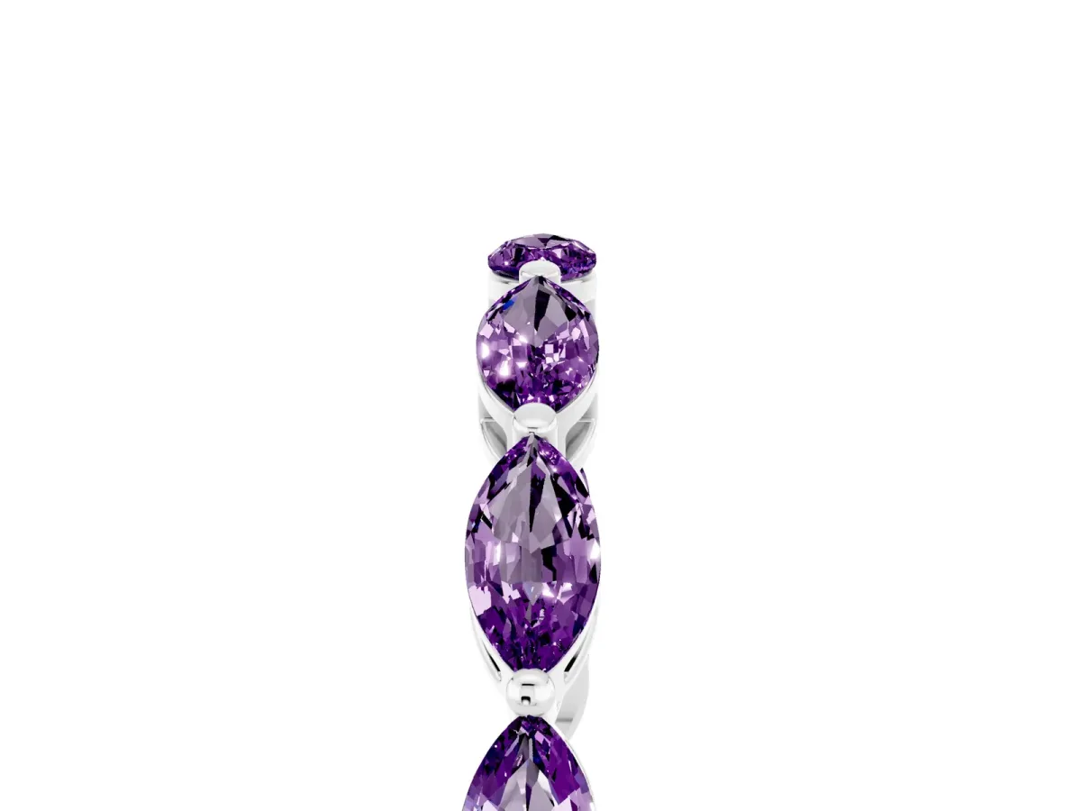 Marquise Amethyst Eternity Band with U-Prong Setting White gold