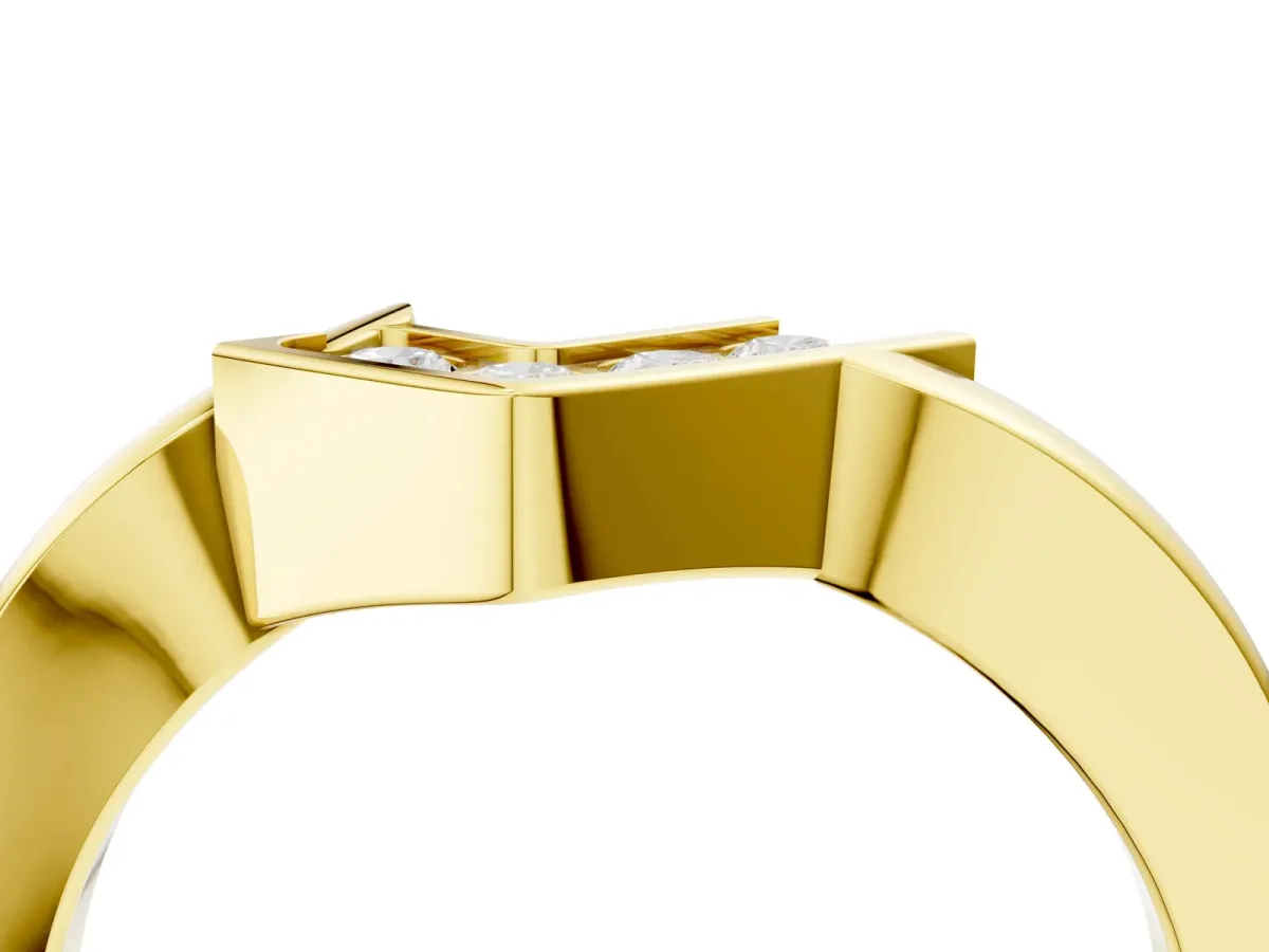 Channel-Set Round Diamond Twist Band Yellow gold