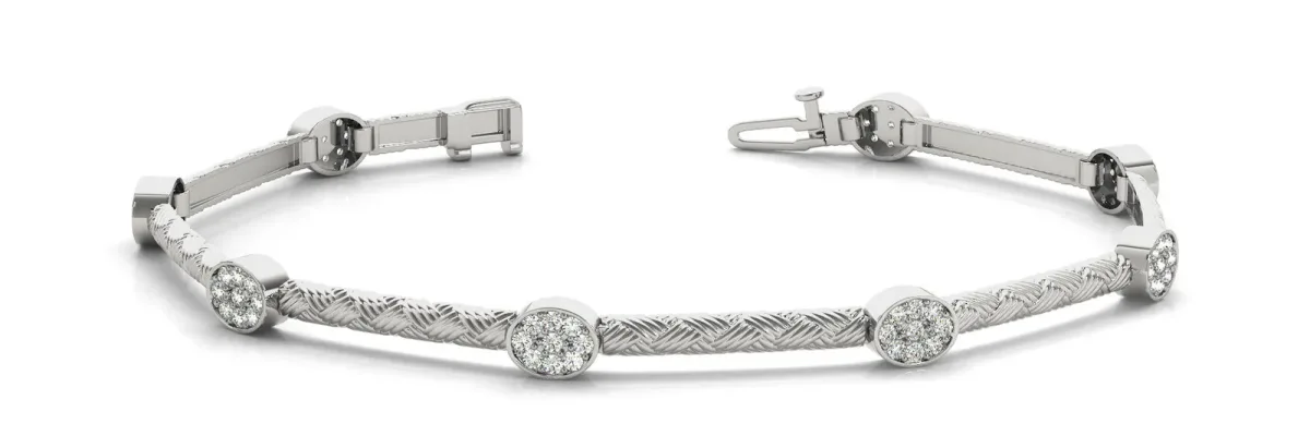 Round Diamond Pavé Cable Bangle Bracelet White gold