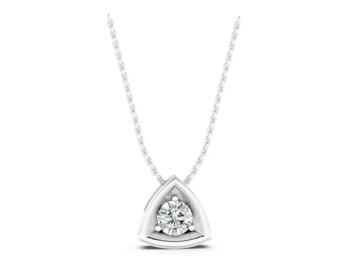 Trillion Cut Diamond Bezel Pendant Silver