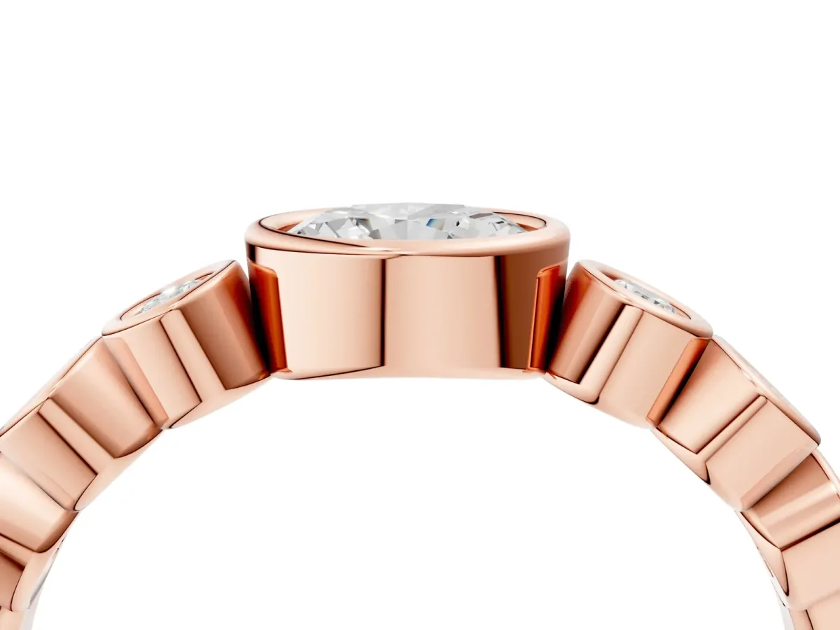 Bezel Set Oval Diamond Half Eternity Band Rose gold