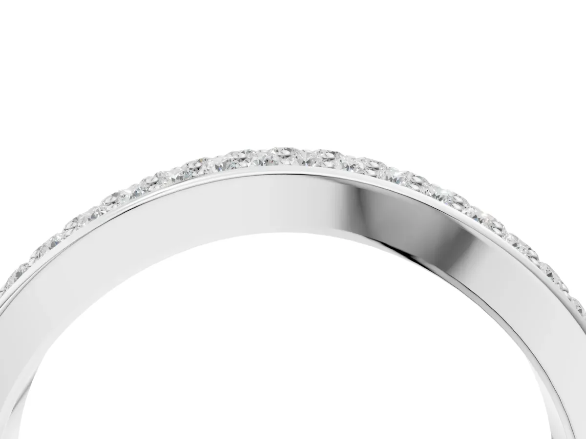 Pavé Round Diamond Contour Band Platinum
