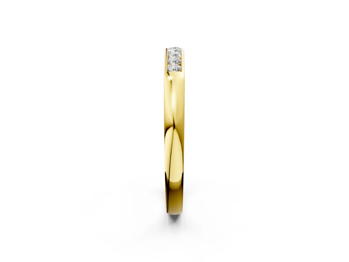 Channel Set Round Diamond Flat Band Yellow gold