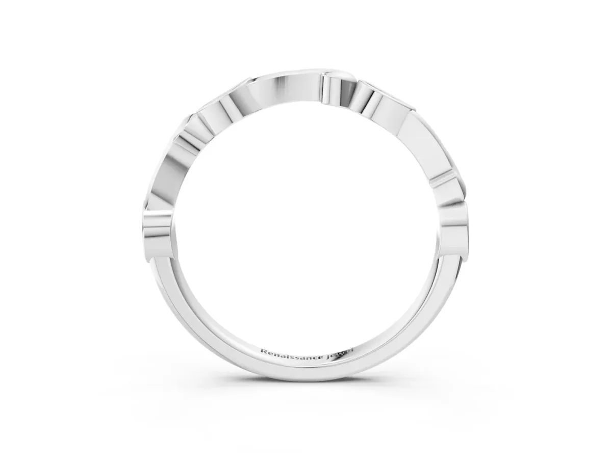 Marquise Diamond Leaf Twist Eternity Band with Bezel Setting White gold