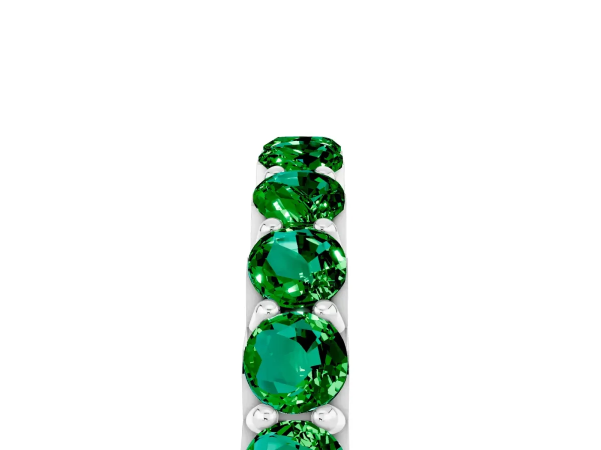 Round Emerald Half Eternity Band with Classic Prong Setting White gold