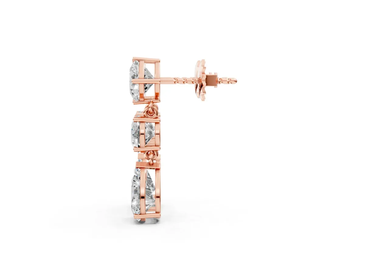 Multi-Shape Diamond Drop Earring Rose gold