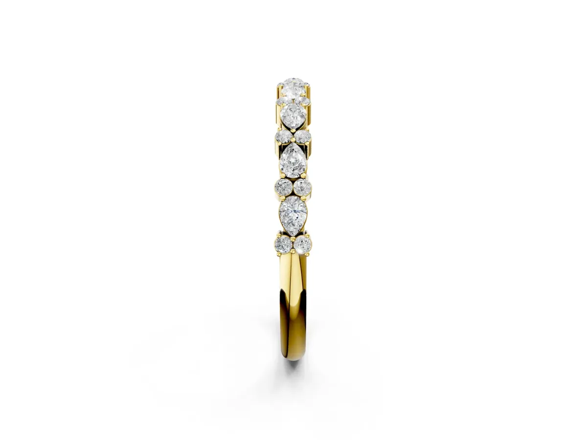 Pear and Round Diamond Wedding Band Yellow gold