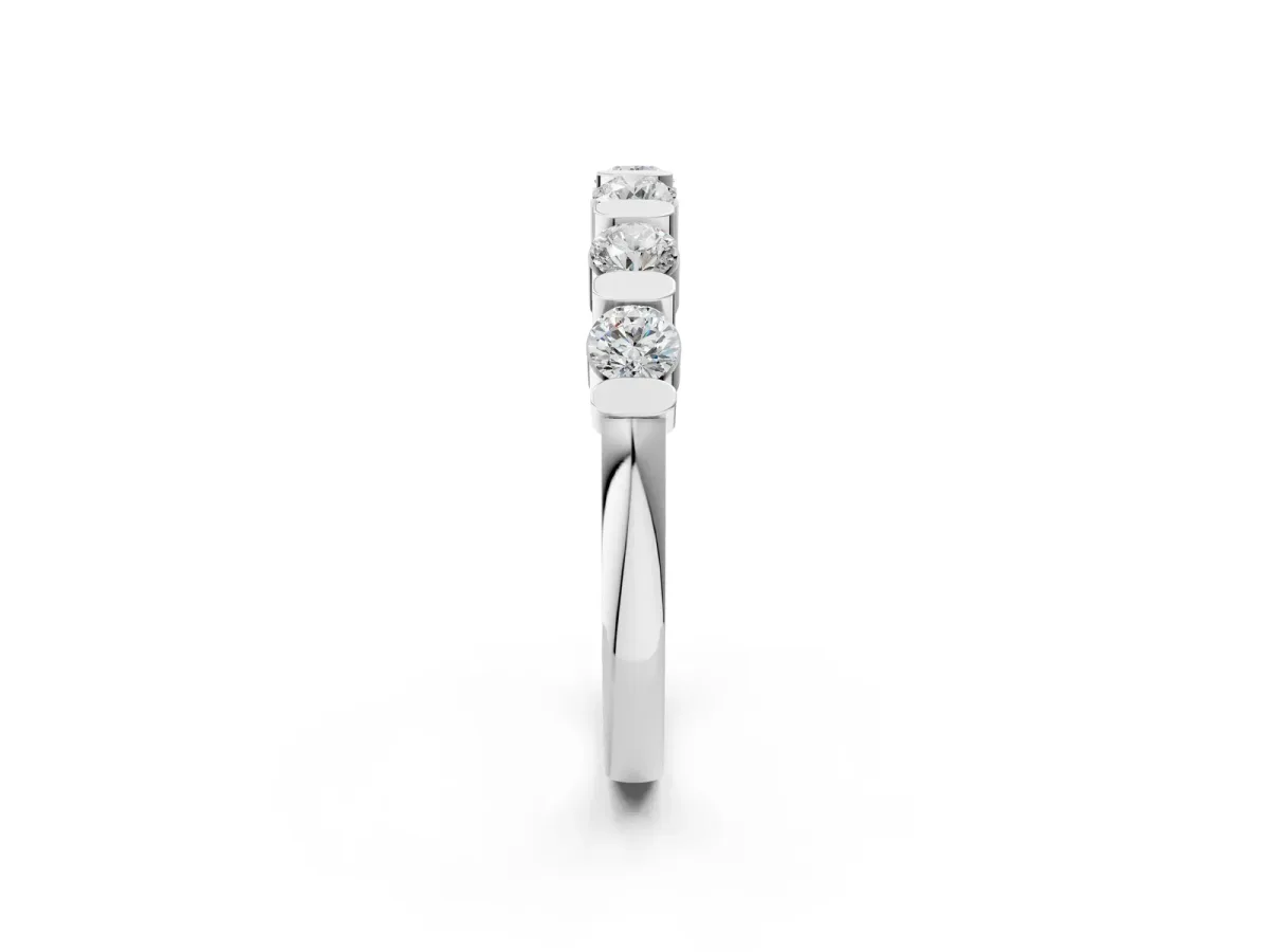 Channel Set Round Diamond Half Eternity Band White gold