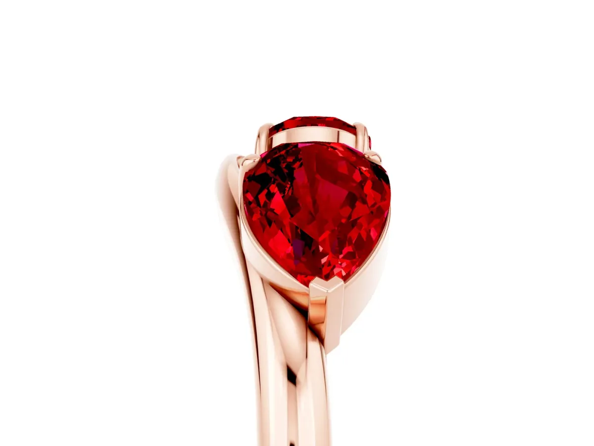 Two-Stone Pear Ruby Bypass Ring with Prong Setting Rose gold