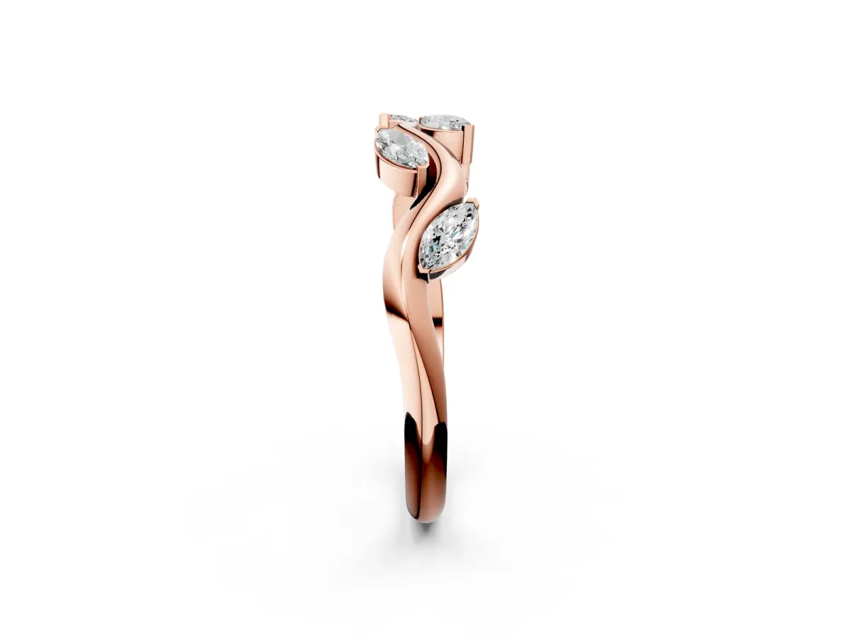 Marquise Diamond Twisted Band with Prong Setting Rose gold