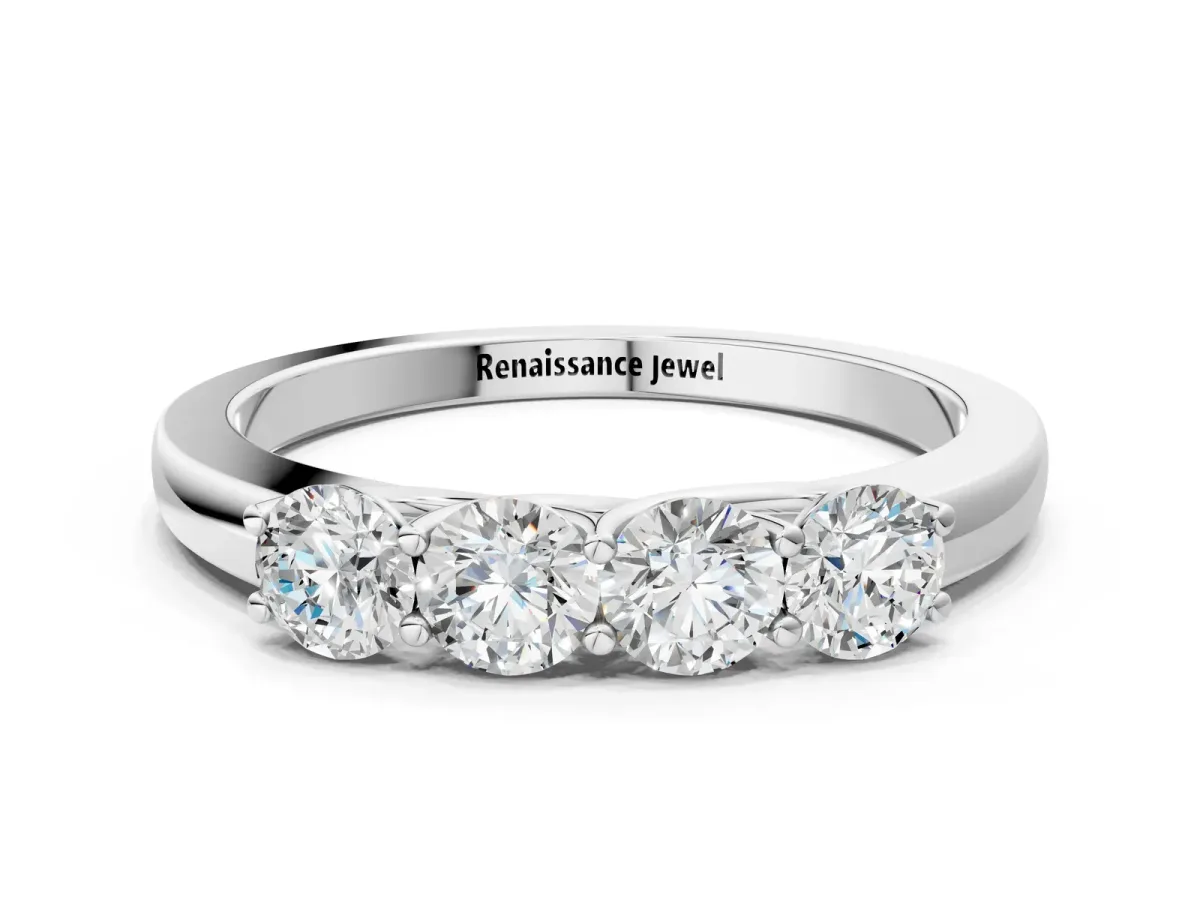 Four-Stone Round Diamond Prong-Set Band Silver