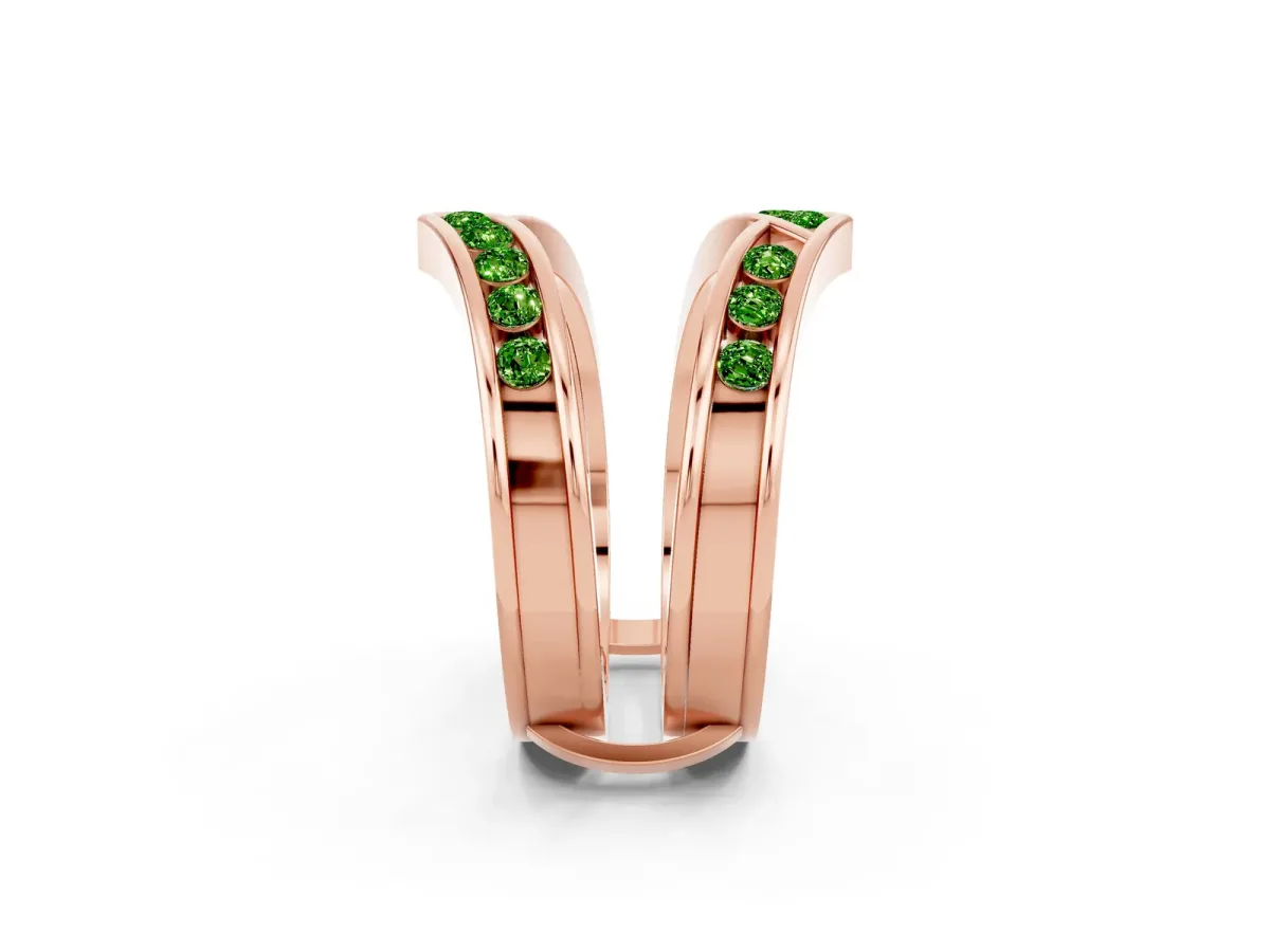 Round Peridot Channel-Set Chevron Band Rose gold