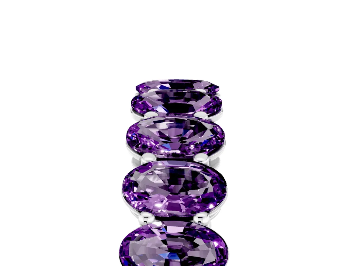 Oval Cut Amethyst Eternity Band with Shared Prong Setting Silver