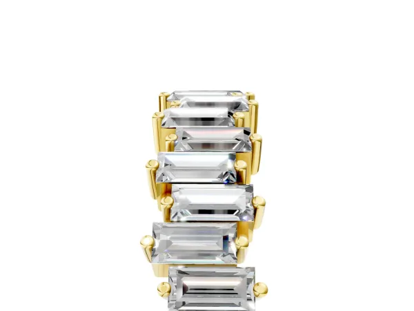 Baguette Diamond Half Eternity Ring with Prong Setting Yellow gold