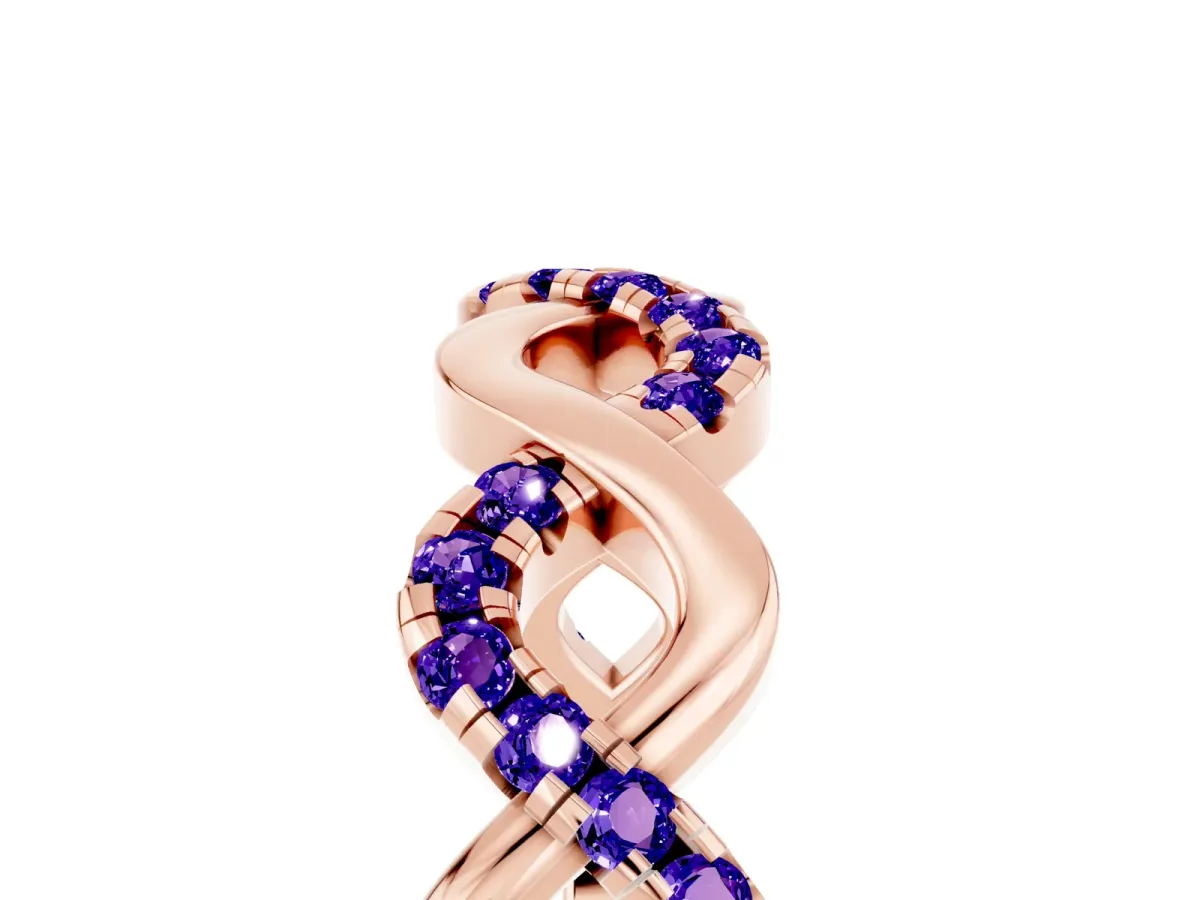 Twist Infinity Round Tanzanite Band with Pavé Setting Rose gold