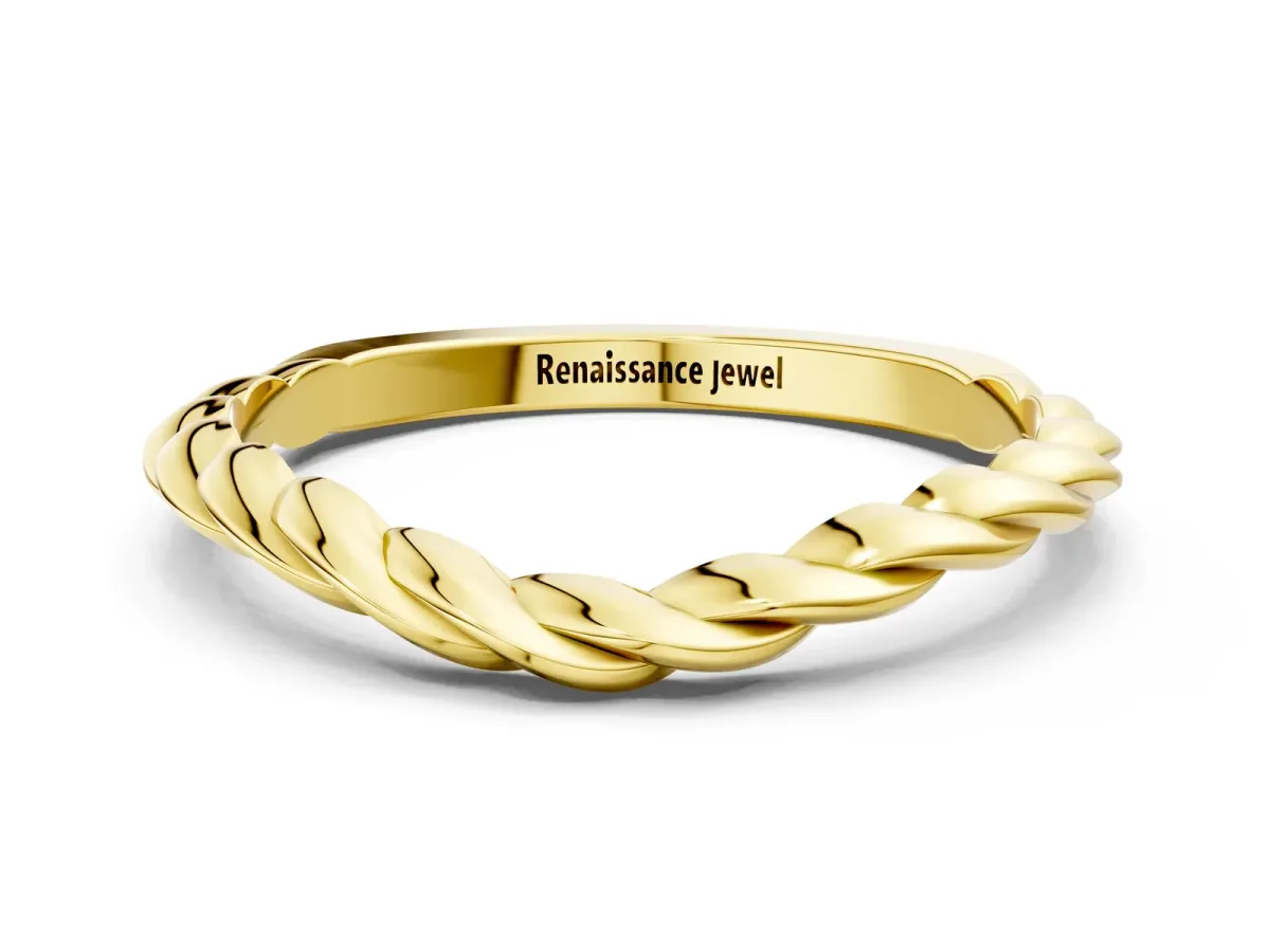 Marquise Diamond Twist Eternity Band with Bezel Setting Yellow gold
