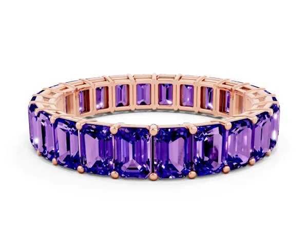 Emerald Cut Tanzanite Eternity Band with Shared Prong Setting Rose gold