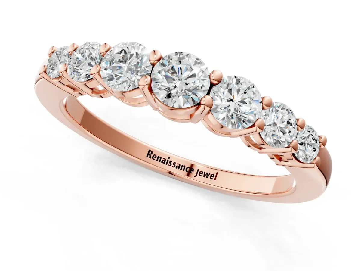 Round Diamond Prong-Set Half-Eternity Band Rose gold