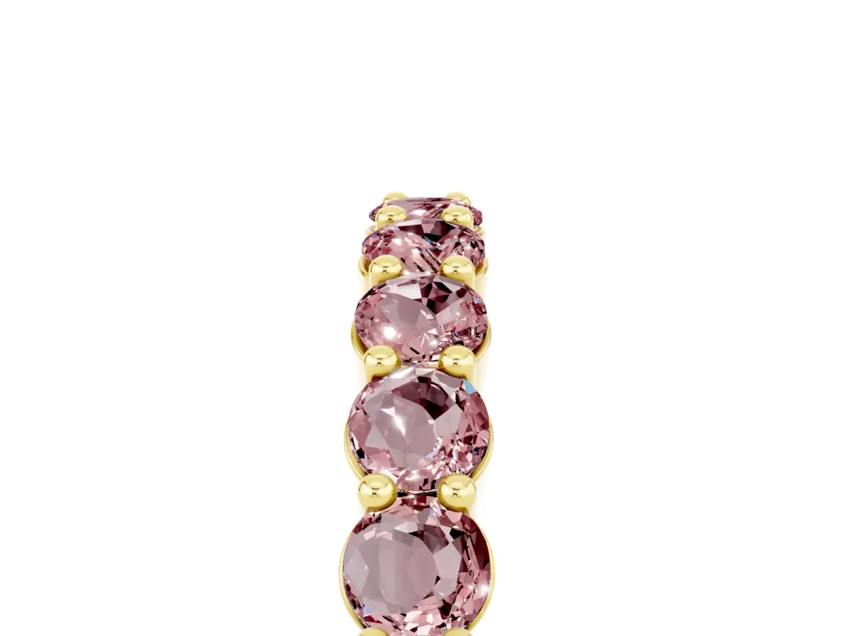 Round Morganite Half Eternity Band with Prong Setting Yellow gold