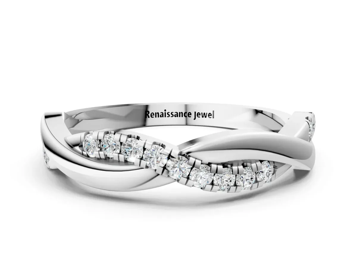 Twisted Pavé Round Diamond Infinity Band White gold