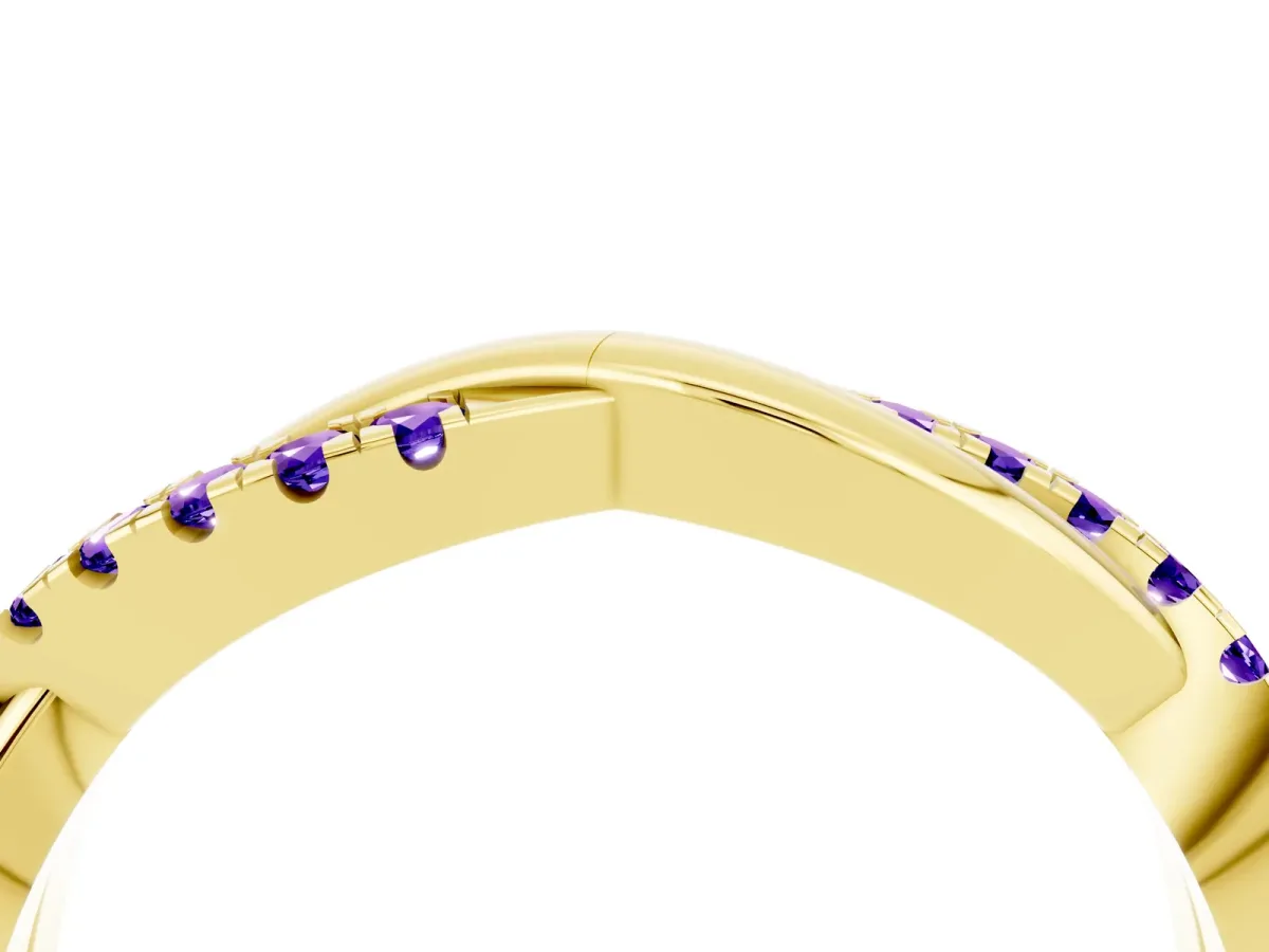 Round Tanzanite Twisted Infinity Band with Prong Setting Yellow gold