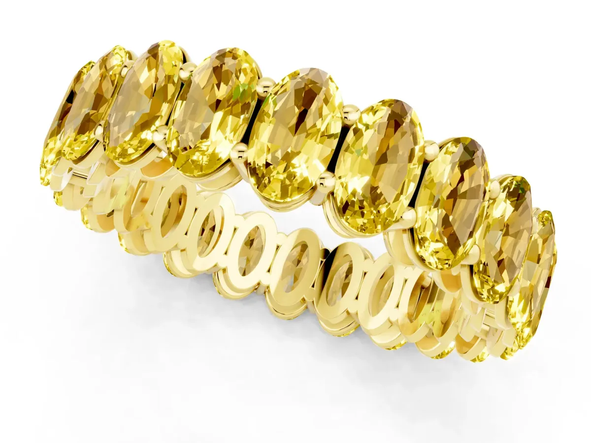 Oval Cut Yellow Sapphire Eternity Band with Shared Prong Setting Yellow gold