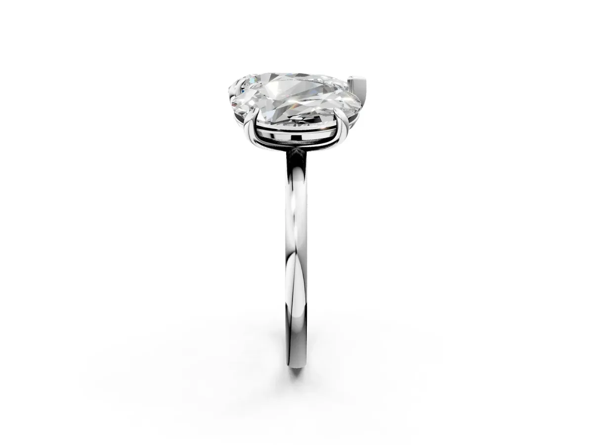 Oval and Pear Toi Moi Ring with Prong Setting and Plain Band Silver