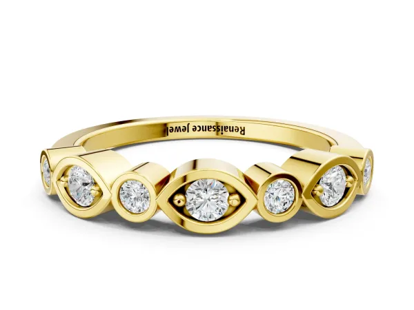 Bezel Set Mixed Shape Diamond Eternity Band Yellow gold