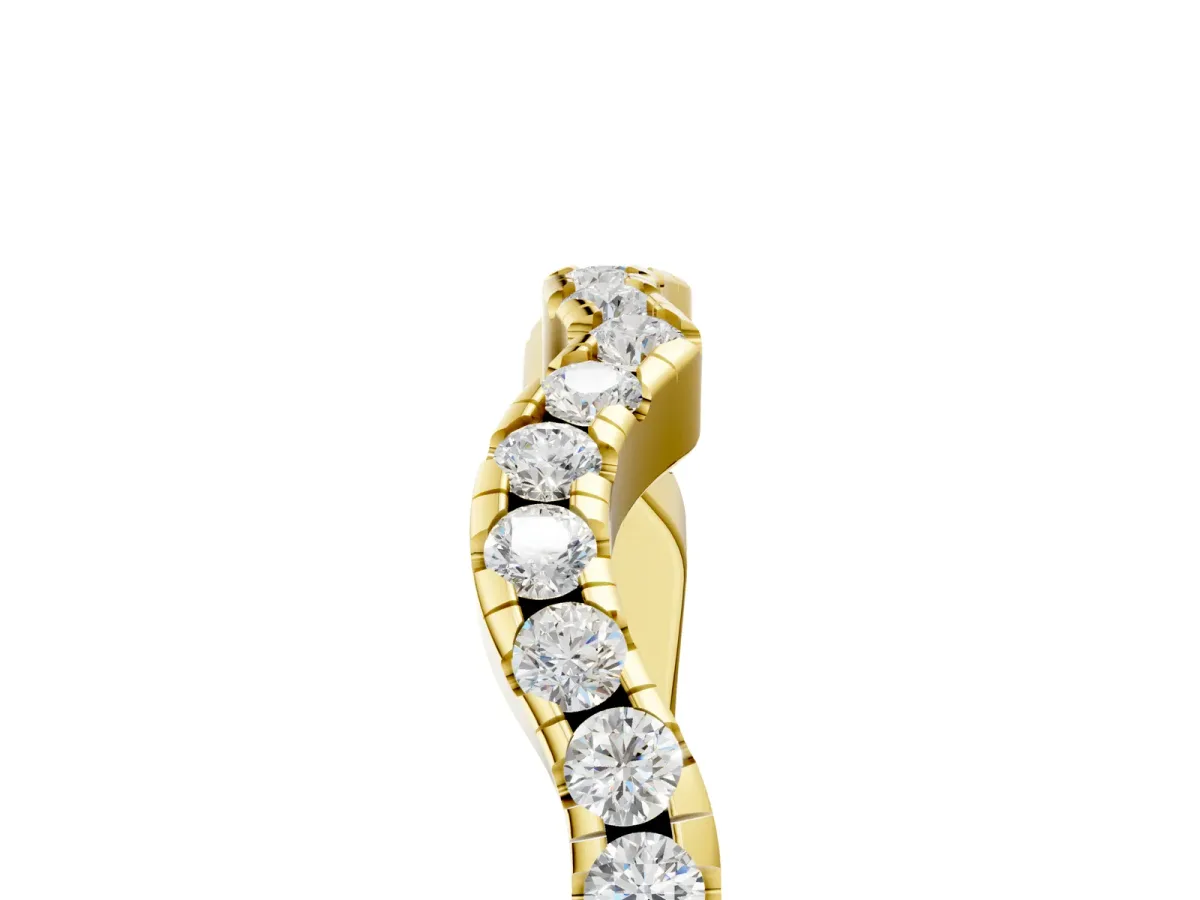 Round Diamond Pavé Curved Wedding Band Yellow gold