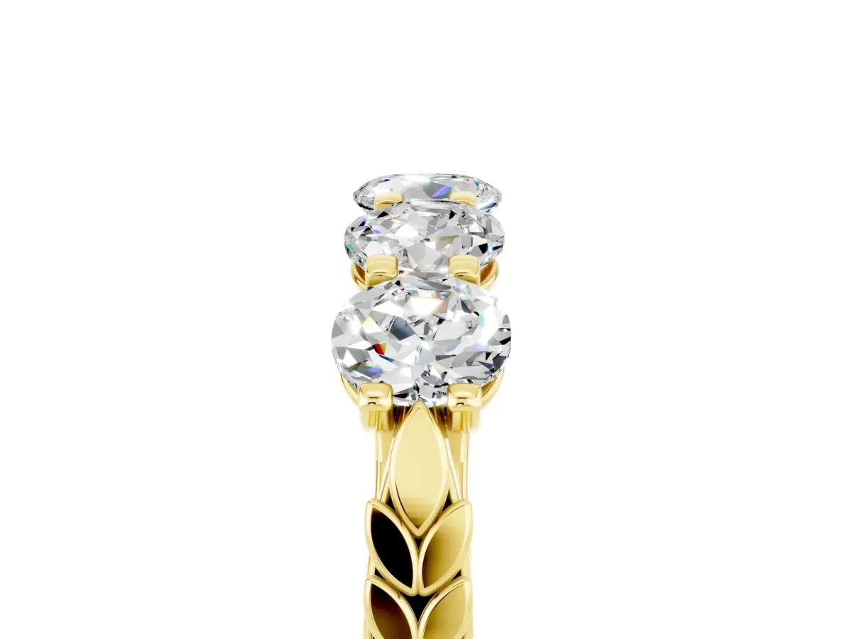 Five-Stone Round Moissanite Prong-Set Band Yellow gold