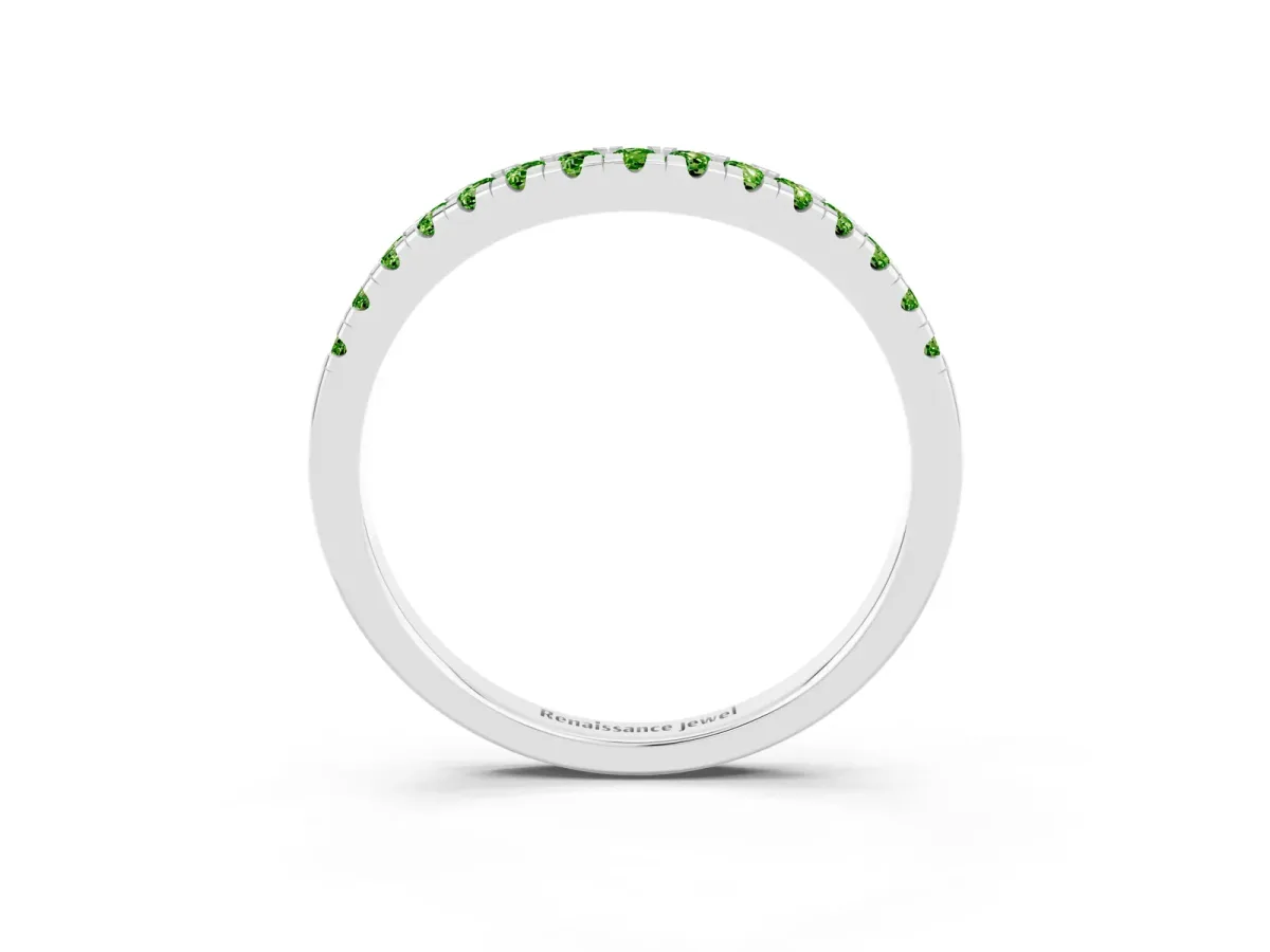 Peridot Pavé Curved Wedding Band Silver