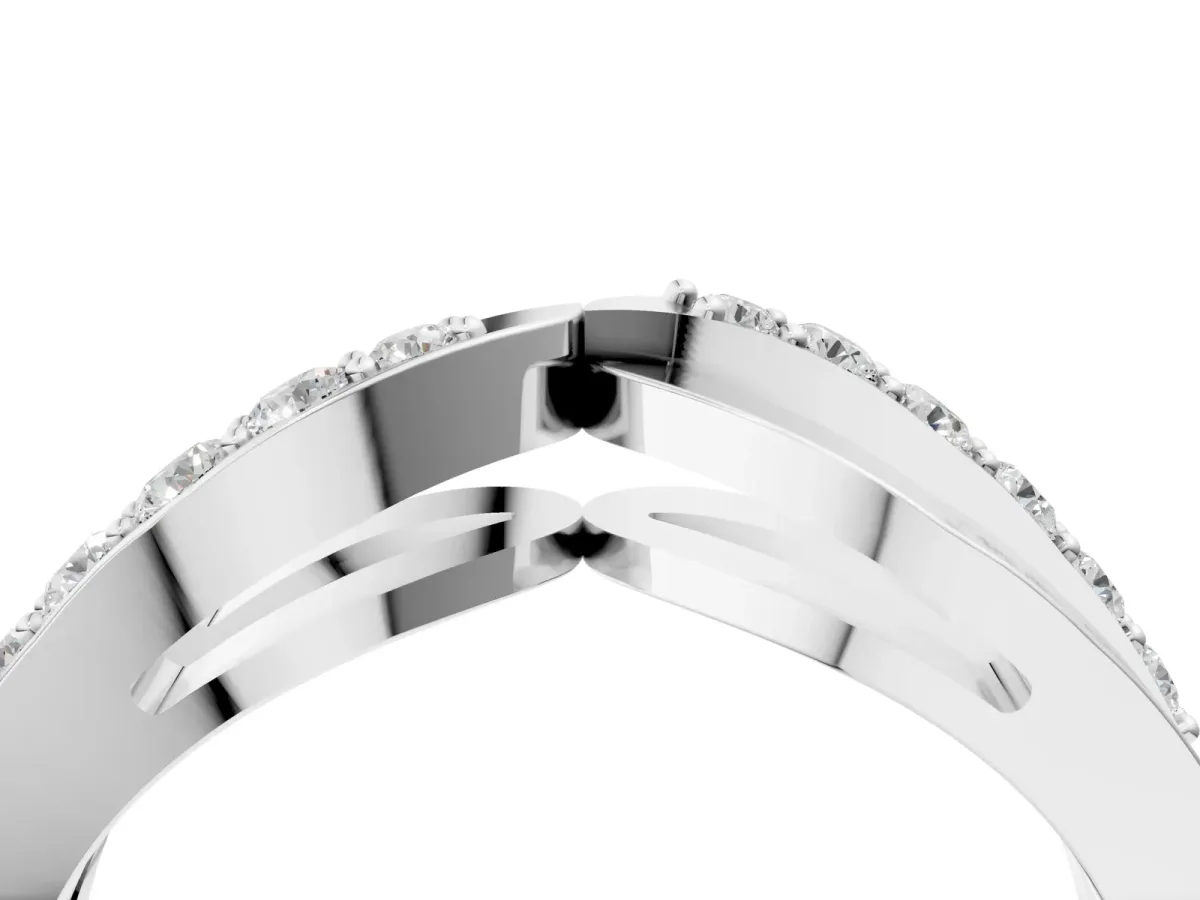 Twist Pave Round Diamond Infinity Band with Channel Setting Silver
