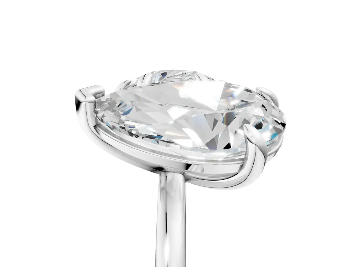 Round Cut and pear toi moi ring Silver