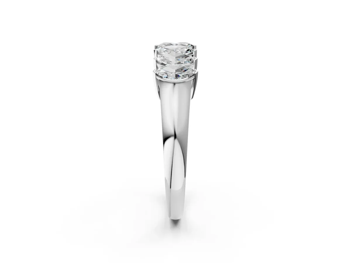 Marquise Diamond Prong Set White Gold Curved Band Silver