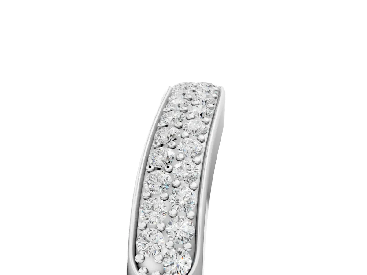 Pavé Round Diamond Contour Band Platinum