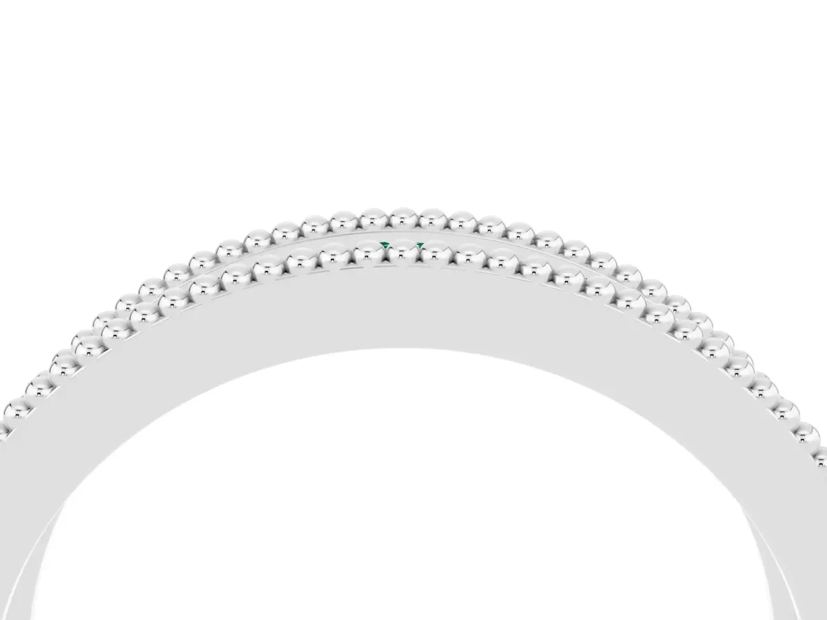 Round Green Sapphire Twist Milgrain Band with Bezel Setting Platinum