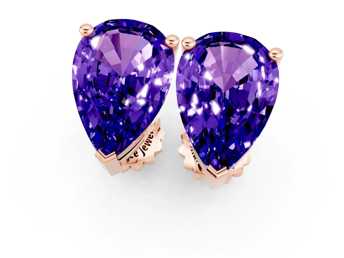 Pear Cut Tanzanite Stud Earrings Rose gold