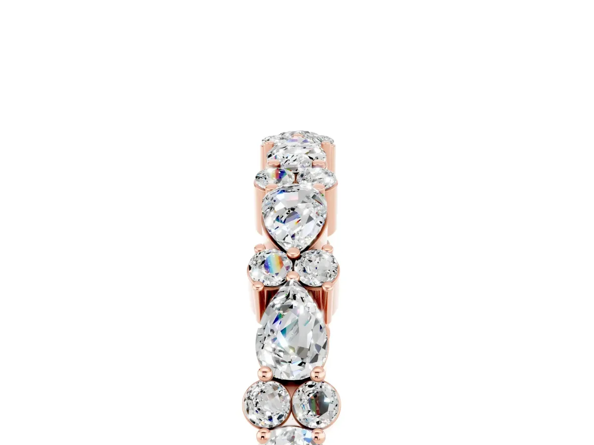 Pear and Round Moissanite Wedding Band Rose gold