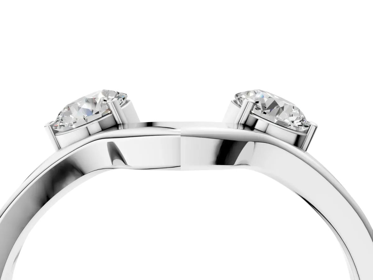 Dual Round Diamond Open Band Ring with Prong Setting White gold