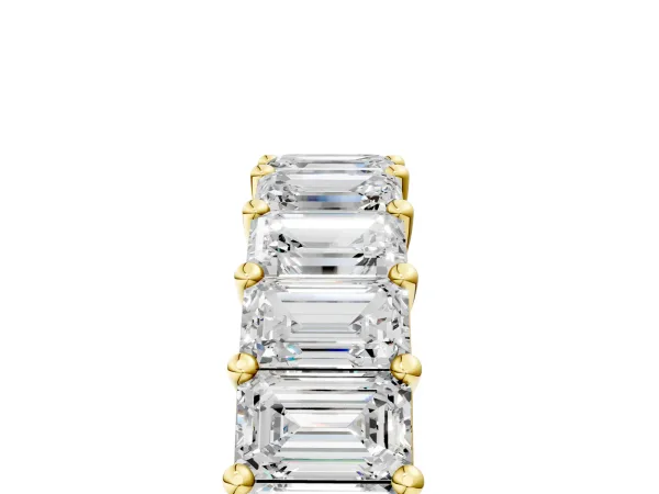 emerald Cut half eternity band with shared prong setting Yellow gold