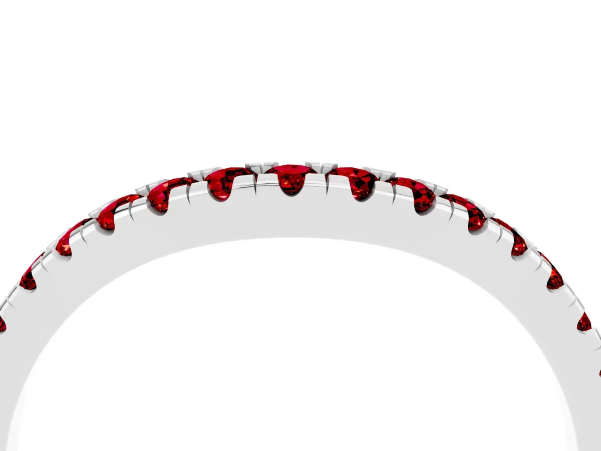 Ruby Pavé Curved Wedding Band Silver