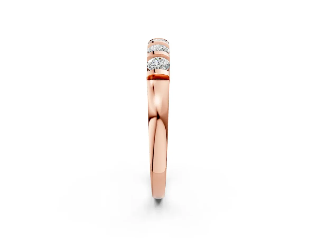 Five-Stone Round Diamond Half-Eternity Bar-Set Ring Rose gold