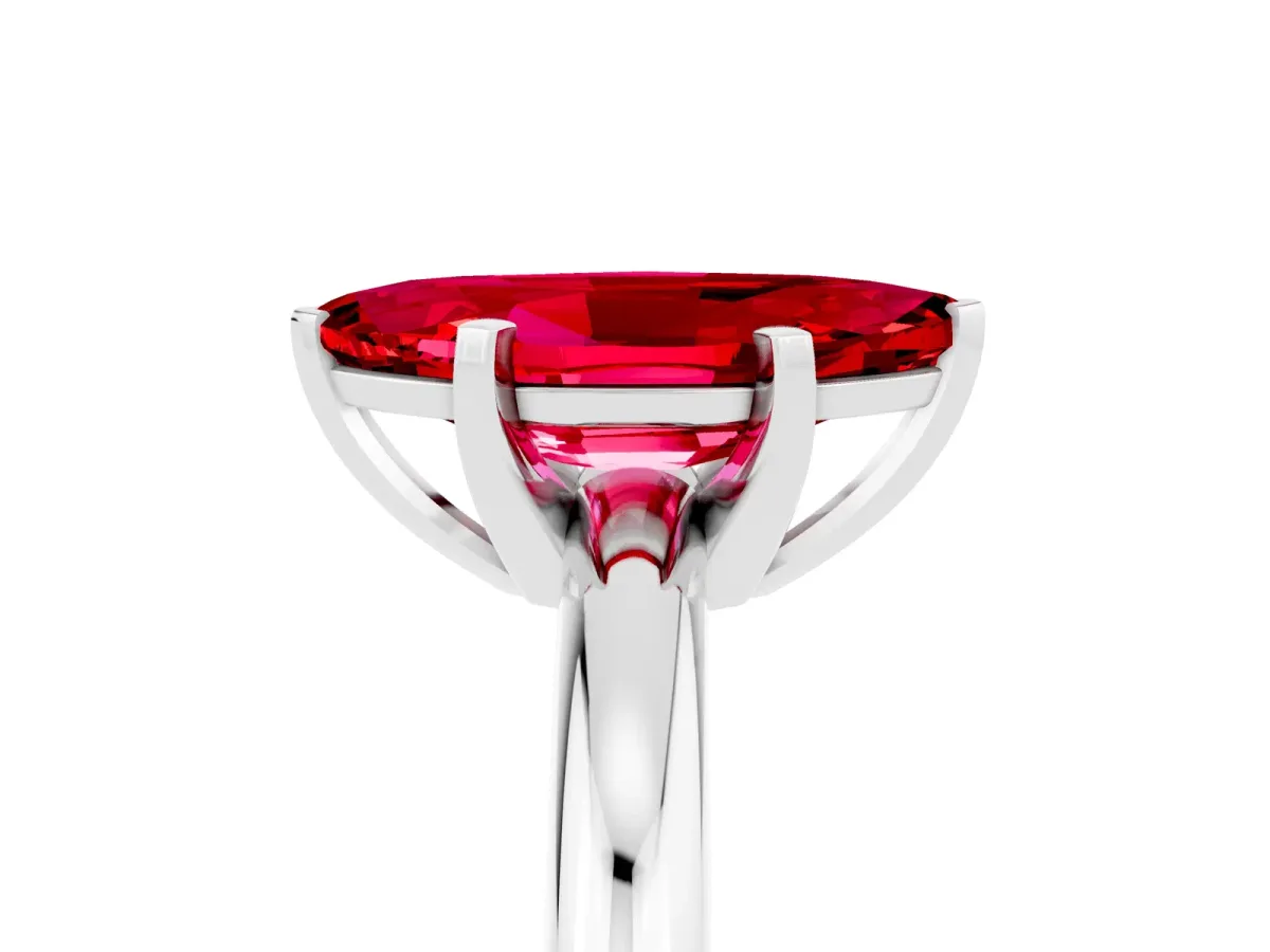 Marquise Cut Ruby Solitaire Engagement Ring with Round Band and Four-Prong Setting Silver