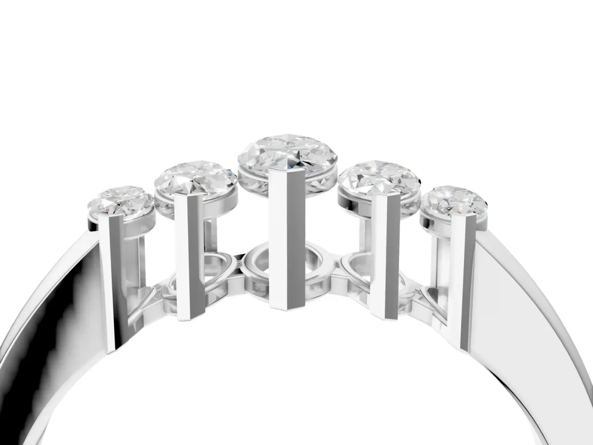 Five-Stone Marquise Diamond Bar Set White Gold Band Silver
