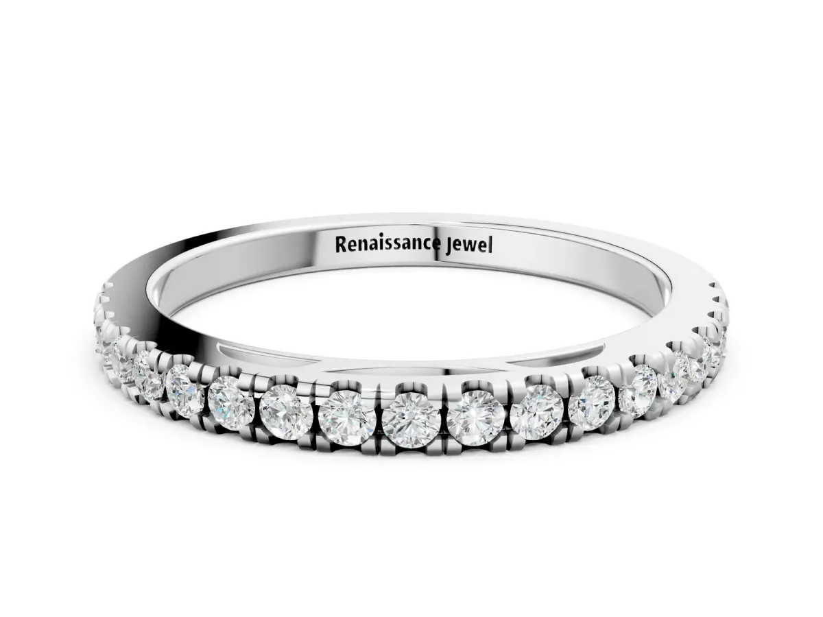 Round Diamond Pavé Set Eternity Band Silver