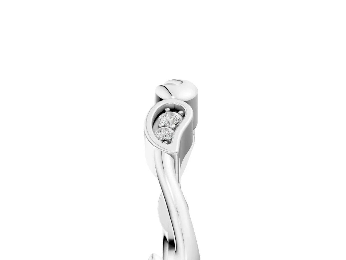 Marquise Diamond Leaf Twist Eternity Band with Bezel Setting White gold