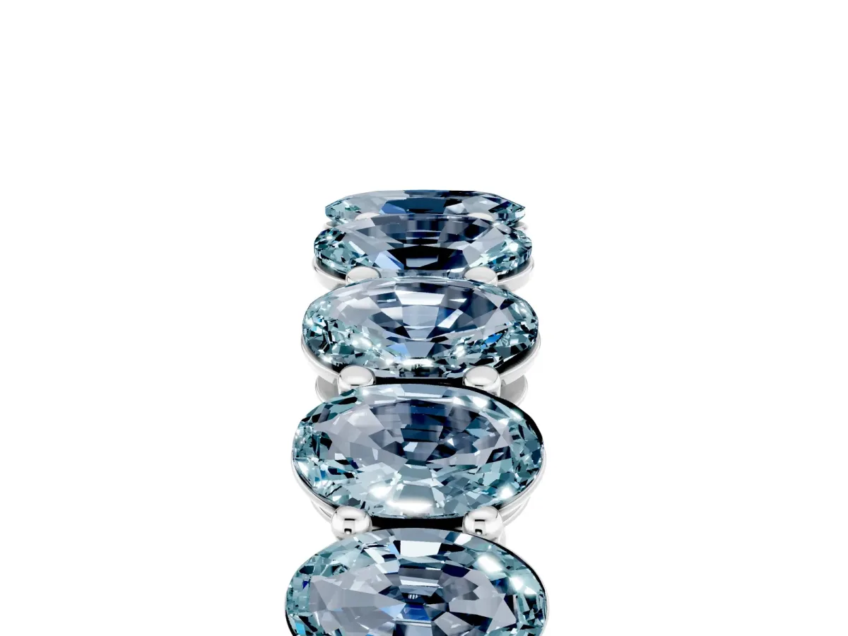 Oval Cut Aquamarine Eternity Band with Shared Prong Setting Platinum