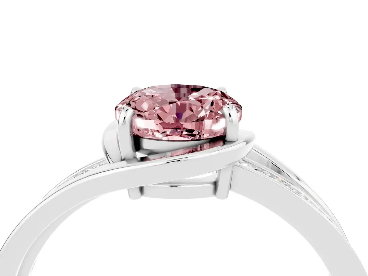 Oval Cut Morganite Solitaire Ring with Split Shank and Prong Setting White gold