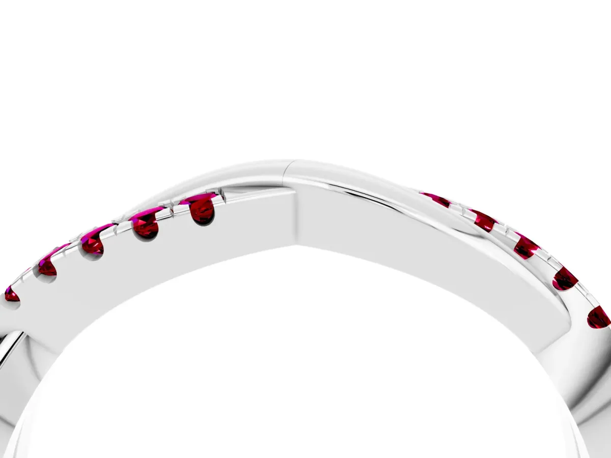 Round Garnet Twisted Infinity Band with Prong Setting Silver